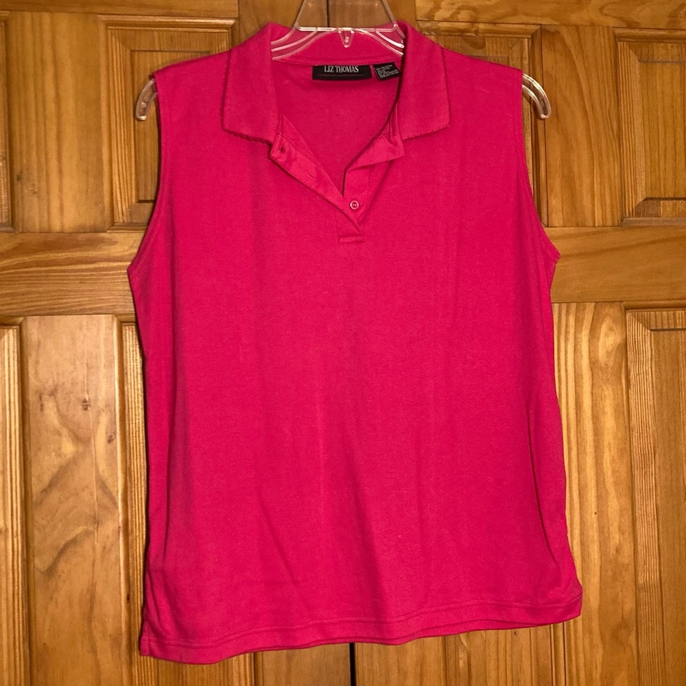 NWOT Liz Thomas Vintage 80s 90s Top Sleeveless Blouse Pink Size L Large
